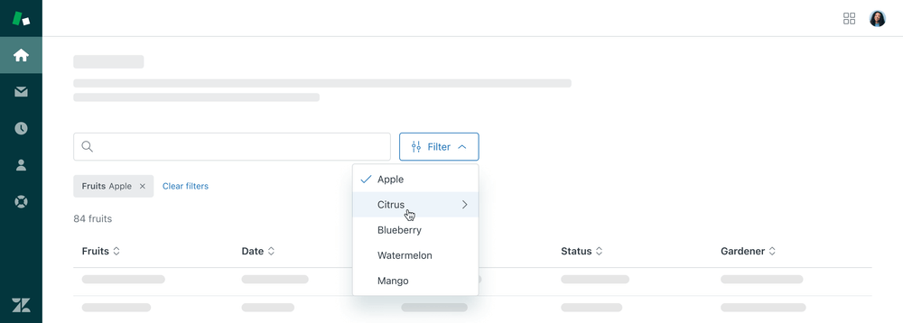 Filter pattern basic nested menu 1